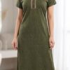 Women's Alfine Plain Collar lace Nighty - Thumbnail Image 1